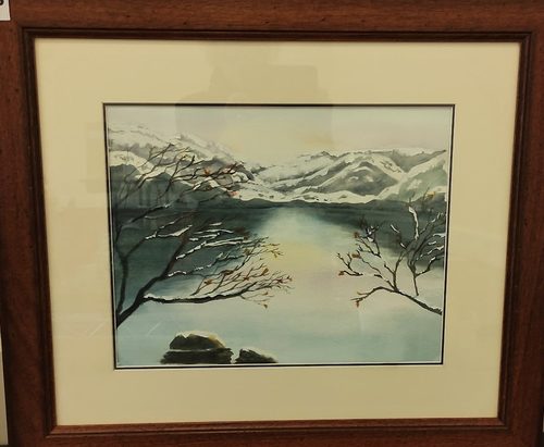 Irving, a lake view, mixed media.